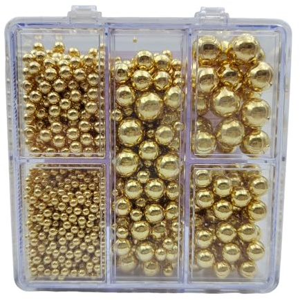 Essbare Gold Perlen Zuckerstreuer 130g, 4 Größen Zuckerperlen für Kuchendekoration, Backkuchen Dekorationen, Eis Toppings und Cookie Dekoration, Hochzeit Geburtstagsparty Chirstmas Zubehör