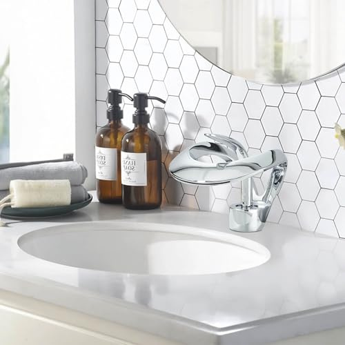Moderne Wasserhahn Bad,Waschtischarmatur Bad Wasserfall,Waschtischarmatur für Badezimmer Heiß und Kaltmischer, Chrom