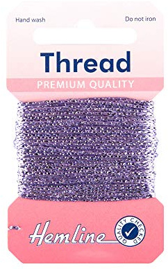 Hemline Glitter Thread 10m – 20% Metallic 80% Viscose Sparkly Extra Strong Yarn for Hand Sewing, Garment Repair, Customization & Craft Projects, DIY, Stitching, Embellishment.