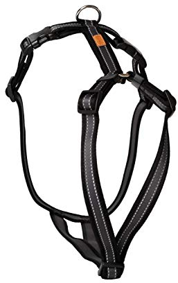 Feltmann Hundegeschirr - Super Soft, Soft-Grip, schwarz/Silber, Bauchumfang 50-65 cm, 20 mm Bandbreite