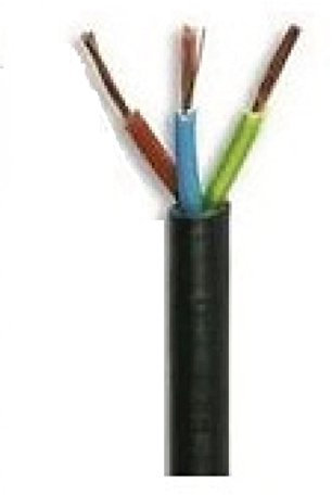Branded 3 Core Rubber Flex 3183TRS - 1.0mm x 10 Metres Black PVC Sheathed Multi-core Circular PVC Cable