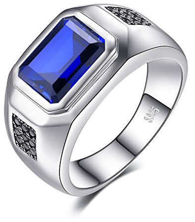 JewelryPalace Männer 4.3ct Erstellt Blaue Saphir Natürlicher Schwarzer Spinell Jahrestag Ringe Hochzeitsring 925 Sterling Silber Größe 57 To 68