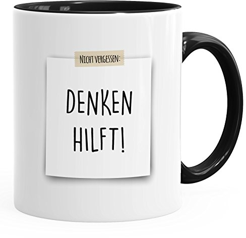 MoonWorks Denken hilft Kaffee-Tasse schwarz 325 ml Unisize