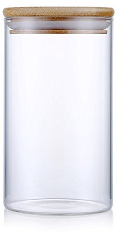 Xtulina 950ML Glass Kitchen Storage Jars, Airtight Storage Containers with Wooden Lid