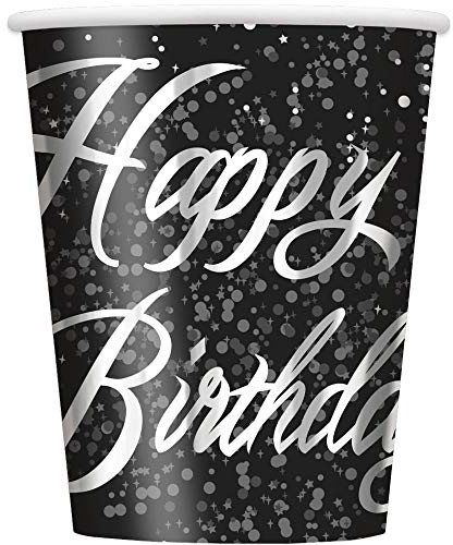 Unique Party 57486 Glitz Feuille d'argent Anniversaire Papier Tasses, Lot de 8