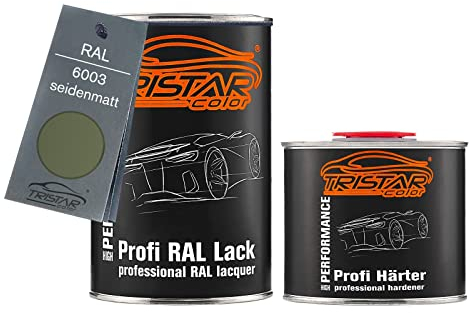 TRISTARcolor RAL 6003 Olivgrün seidenmatt 2K Autolack 1,5 Liter / 1500 ml Dose inkl. Härter