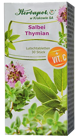 Salbei, Thymian Lutschtabletten 30 St. Halsschmerzen, Erkältung, Kinder ab 6 Jahren, schleimlöser, halstabletten hustenstiller halsspray, ohne Zucker
