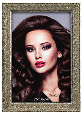 Idealtrend Baroque Kunststoff Bilderrahmen 13x18 bis 50x70 antiker klassischer Foto Rahmen: Farbe: Silber | Format: 20x30