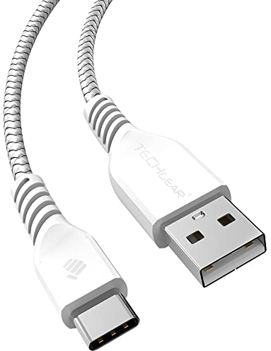 TECHGEAR High Durability Braided USB C Charging Data Cable (1m/3.3ft) for USB Type-C Compatible with iPad Pro 11 12.9 13 2025-2018, Mini 7/6, iPad Air 11/13/4th/5th 10.9, iPad 10th/11th - White