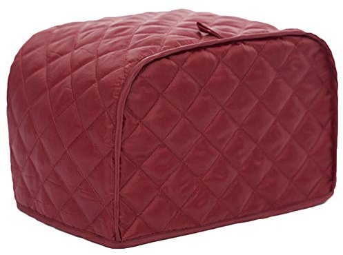 Polyester /Cotton Quilted 2 Slice Toaster Cover - Dust-Proof Bread Machine Cover, Washable Bakeware Protector, Home Kitchen Appliance Covers (11.5 x 8x 8inch,Red)