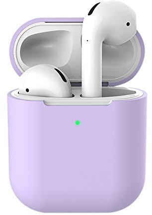 Custodia in Silicone Compatibile con AirPods 2 & 1, Case per Airpods Custodia Cover Custodia protettiva in silicone antiurto [Supporto ricarica wireless] (AirPods 2, viola chiaro)