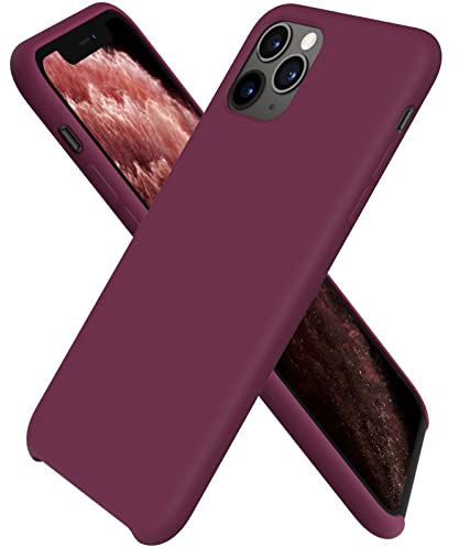 ORNARTO Custodia in Silicone Liquido per iPhone 11 Pro Max, Cover Sottile in Silicone Liquido in Gomma Gel Morbida per iPhone 11 Pro Max (2019) 6,5 pollici-Vino Rosso