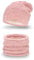 Mikos Wurm Winter Kombi Set aus Winter Schal und passender Strickmütze/Beanie (686) (Rosa)