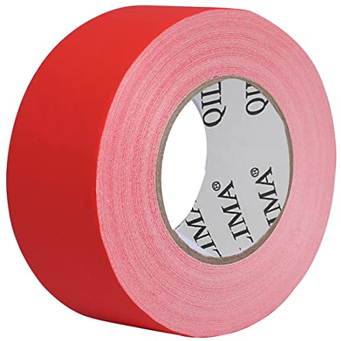 QILIMA Nastro adesivo rosso 5 cm x 60 m per rotolo di qualità professionale, resistente nastro per pavimenti finitura opaca per album fotografici fai da te unici