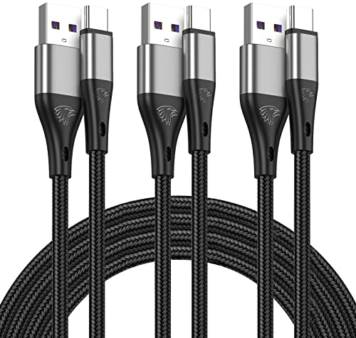 USB A to USB C Cable 3Pack 10Ft Fast Charging 3A Long Nylon Braided Cord