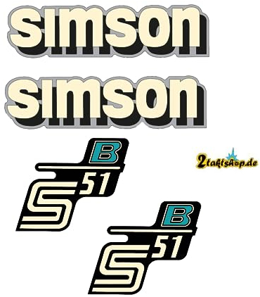 4 teiliges Dekorset Simson S51B Retro Aufkleber Set DDR Style