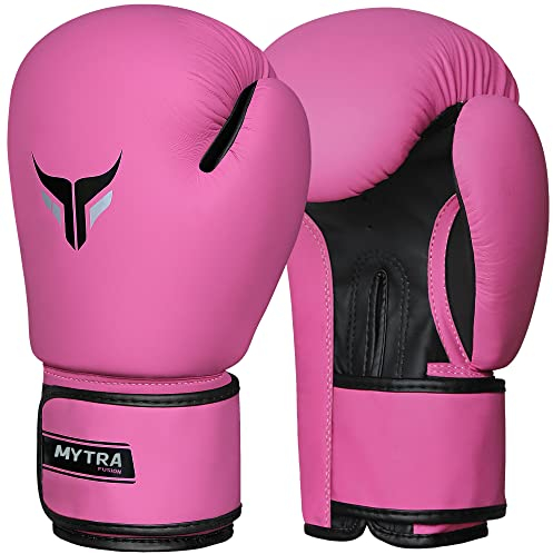 Mytra Fusion Guantoni da Boxe Donna guantoni da boxe MMA allenamento pugni kickboxing guanti (Pink, 10-oz)