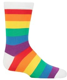 SockShop Kids’ Bamboo Socks, Comfort Cuff, Hand Linked Toes, Plain Bright Solid Striped, Soft,Breathable, 1 Pair Pack (UK, Age, 13 Years, 14 Years, Regular, Rainbow Stripes)