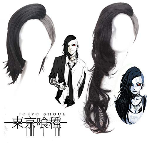 ydound Anime Coser Wig Tokyo Ghoul Female Cos Wig Maske Maker UTA Perücke lang und silbergrau Anime Cosplay Wigs + Perücke