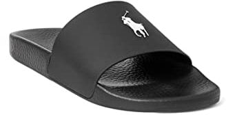 Polo Ralph Lauren Herren Polo Bear Slides, Schwarz/Weiß Pony Player, 45.5 EU