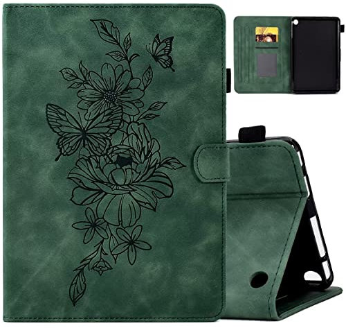 MOKASE Funda para Nueva Amazon Kindle Fire 7 Tableta 12ª Generación 2022 Último Modelo 7, Ante Piel Folio Soporte Caso, Automático Estela/Sueño con Portalápices para Fire 7 12ª Generación, Green