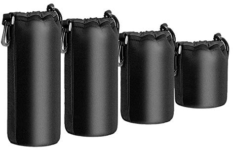 Lobamop Lot de 4 Pochettes pour Appareil Photo Reflex numérique - Moyen et Grand - pour Objectif d'appareil Photo Reflex numérique - Résistant aux Chocs