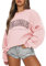 Tomwell Los Angeles Sweat-shirt surdimensionné pour femme - Pull sans capuche - Col rond - Pull en polaire - Automne et hiver, B rose., XS