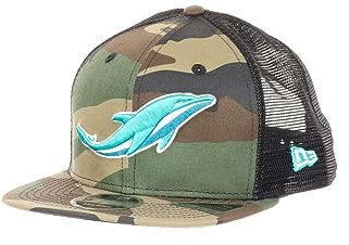 New Era Miami Dolphins NFL Woodland Camo 9Fifty Original Fit Snapback Trucker Cap - One-Size