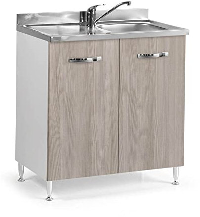 Mueble bajo fregadero con 2 puertas y fregadero incluido color olmo 80 cm