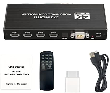 ZEZEFUFU HDMI Video Wall Controller 4K Matrix Multi Video Screen Processor Splicer 8 Adjustable Display Modes Splicer