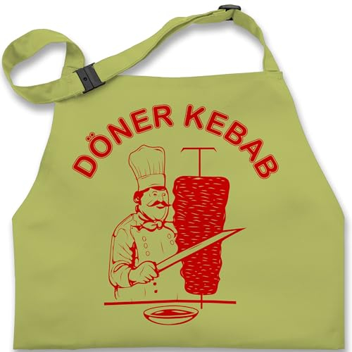 Kinderschürze Schürze Kinder Jungen Mädchen - Karneval & Fasching - Original Döner Kebab Logo - 7-14 Jahre - Hellgrün - jeck dönerfleisch witzige faschings tüte fasching- kebap fastnacht