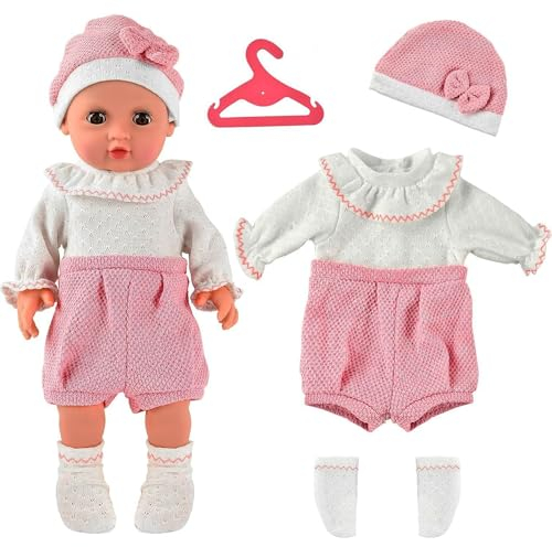 Bogoro Puppenkleidung Puppenkleider Outfits Puppenkleidung 43 cm Zubehör Kleiderbügel Kleidung Overall Outfits Puppen Kleider Für Puppen 35-43 cm ((Rosa-Weiß)
