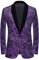 PYJTRL Giacca da Uomo con Paillettes Lucide Giacca Classica da Abito Floreale Moda, Adatta per Feste, Matrimoni, Banchetti, Balli,Purple,M
