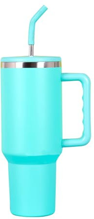 HUAPPNIO 40oz Tumbler with Straw and Lid,Travel Mug with Handle Insulated Water Bottle Ice or Coffee Thermal Cup Stainless Steel Vacuum (Aqua)