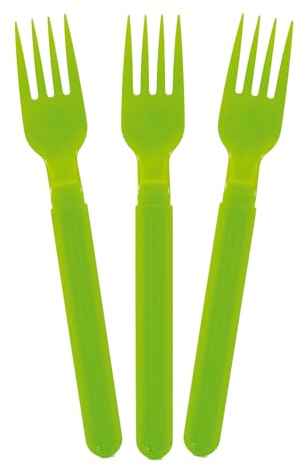 GioStyle Set di 3 Forchette in Plastica Alimentare | 19 cm | Verde | Made in Italy | Perfetto per Feste, Picnic, Campeggio | Linea Trippy