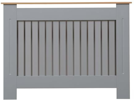 AVC Designs Kensington Radiator Cover Modern MDF Wood White Grey Vertical Slat Living Room Bedroom Hallway Cabinet (Medium Grey/Oak)…