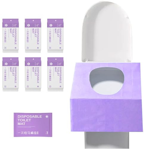 Einweg-Toilettensitzabdeckungen, 60Pcs wasserdichtes Toilettenpapier Pad für Kind, Frau, Mann, unabhängige Verpackung Reise-Toilettensitzabdeckungen für öffentliche Toilette (Purple)