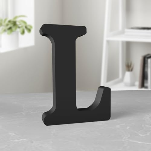 Aruatu 20,3 cm schwarze Holzbuchstaben unlackierte Holzbuchstaben für Wanddekoration, dekorativer stehender Buchstabe große Buchstaben für Wanddekoration für Bastelarbeiten, Heim-Party-Projekte (L)