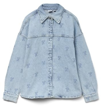 Vero Moda Damen Oversize Jeans Hemd Shacket VMHayden lässige Jeansbluse Jacke