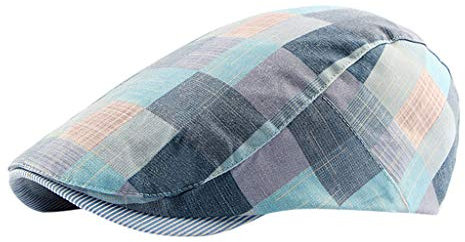 Unisex Baskenmütze aus Baumwolle, flache Kappe, Newsboy Cabbie Hut, Freizeit & Kleid, Wollstrick, blau, Einheitsgröße