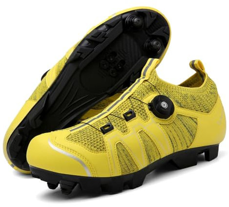 Treer Fahrradschuhe Herren Damen Mountain Bikes Schuhe, Leichte Atmungsaktiv Rennradschuhe mit Cleats SPD Schuhe Rennrad Schuh Kompatibel Outdoor Radschuhe Fahrrad Indoor Spin, 36EU-47EU