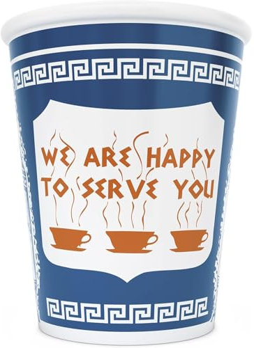 KJUYT Keramiktasse mit Aufschrift We are happy to serve you, 284 ml, Geschenke für Frauen, Geburtstagsgeschenke, Kaffeetasse, Genesung, groß, blau