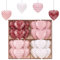 Valery Madelyn 24 Stück Metallherzen Anhänger, 5cm Herz Baumschmuck Deko für Valentinstag Hochzeit Frühlingsdeko Geschenk - Rot Rosa Weiß