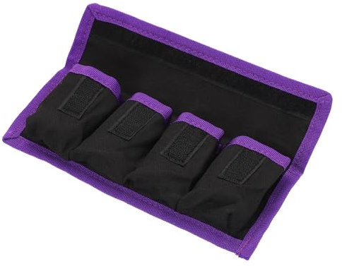 PATIKIL Camera Battery Pouch Case, 4 Pocket Nylon DSLR Battery Case Holder Storage Bag for AAA, LP-E6, LP-E8, NP-FW50, EN-EL14, EN-EL15 Batteries (Purple)
