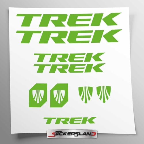 Stickersland® Aufkleber-Set kompatibel mit Rahmen MTB Mountainbike und Helm | Decals Aufkleber für Fahrrad mit Logos | Stickersland® – Drei (grün glänzend)