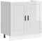 vidaXL Meuble Bas pour évier Porto Blanc Brillant 80x46x81,5 cm, Meuble Bas de Cuisine, Meuble Bas de Cuisine avec Porte