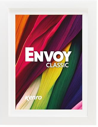 Kenro White PVC Photo Frame with White Mat for Photo 8x6 / 15x20cm (Frame Size 8x10 / 20x25cm) - EVC1520W