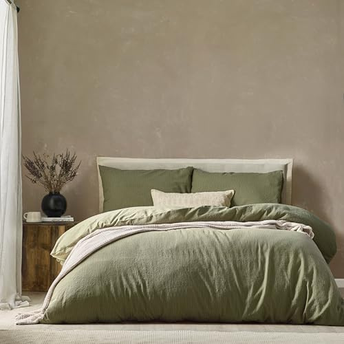Yard Malton Stripe 100% Cotton Duvet Set - Forest Green - King