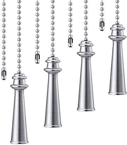 Breeshy 4 StüCk Deckenventilator ReißVerschluss AnhäNger Deckenventilator KettenverläNgerung für Deckenventilator Kette (Silber)