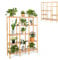 HOMASIS Blumenregal mit 5 Ebenen, Pflanzenregal aus Bambus, Pflanzenständer mit 12 Ablageflächen, Blumenständer Blumentreppe für Wohnzimmer, Balkon, Garten, Terrasse, 114 x 31,5 x 141 cm , Natur